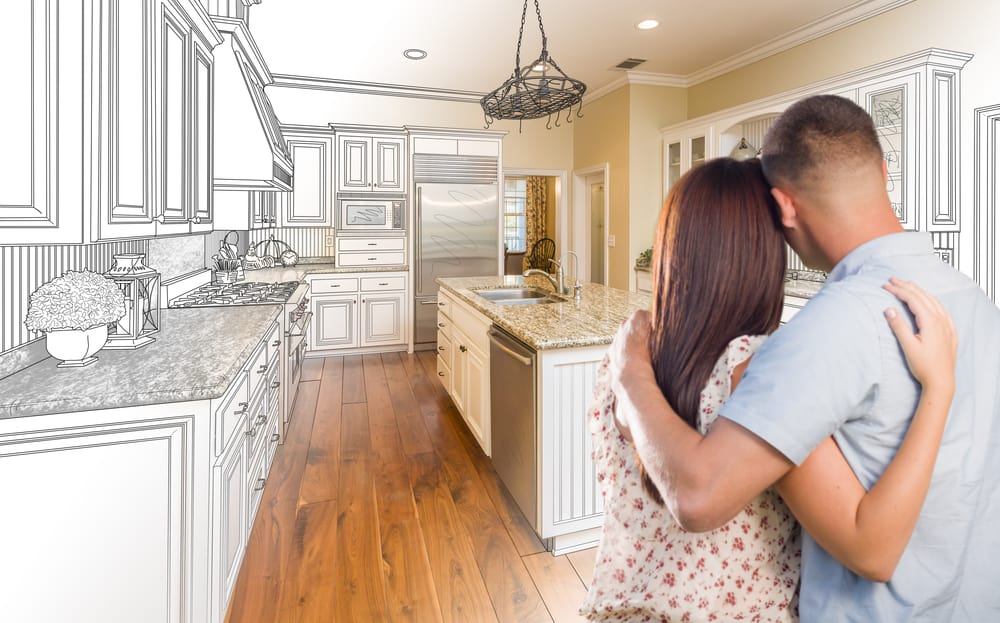 young couple in kitchen illustration