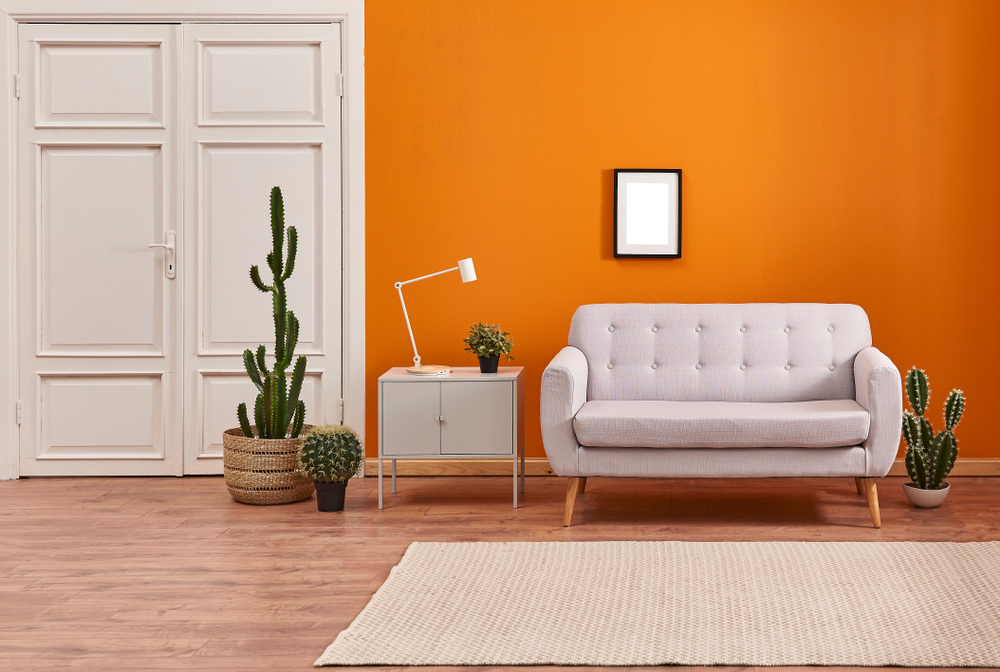 room with fresh coat of orange paint.